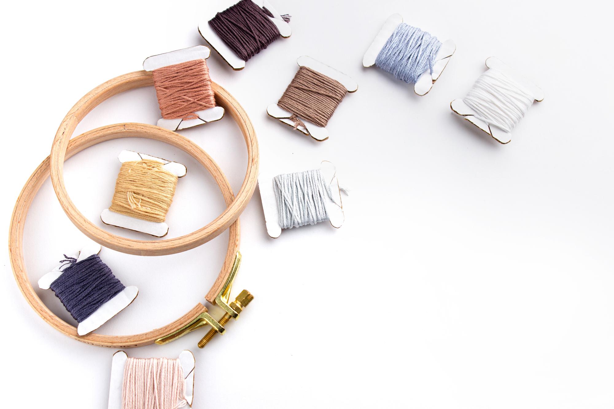 Assorted threads and labelled samples